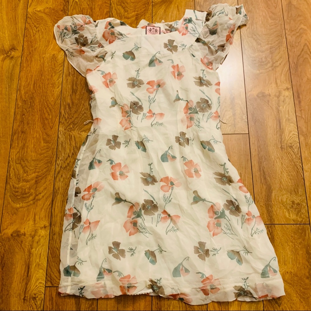 JUICY COUTURE FLORAL MINI FLUTTER DRESS BOW SIZE 4